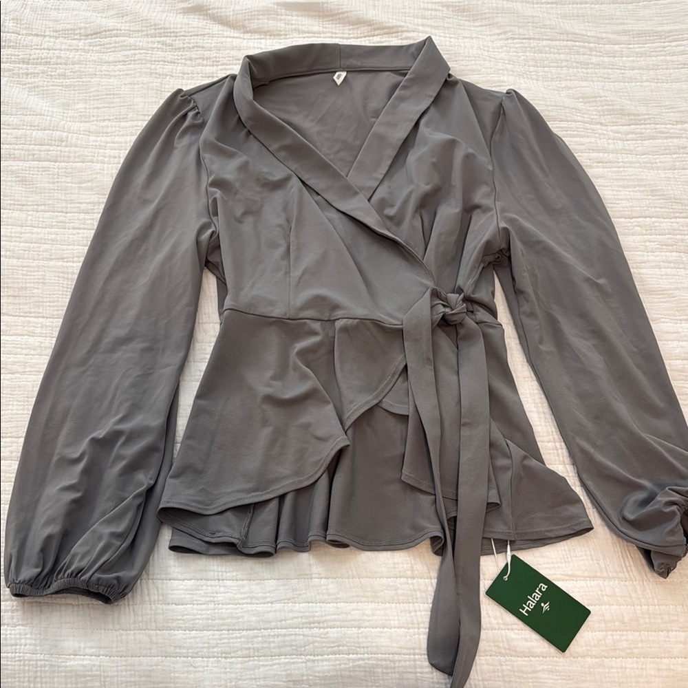 HALARA Charcoal Wrap Blouse